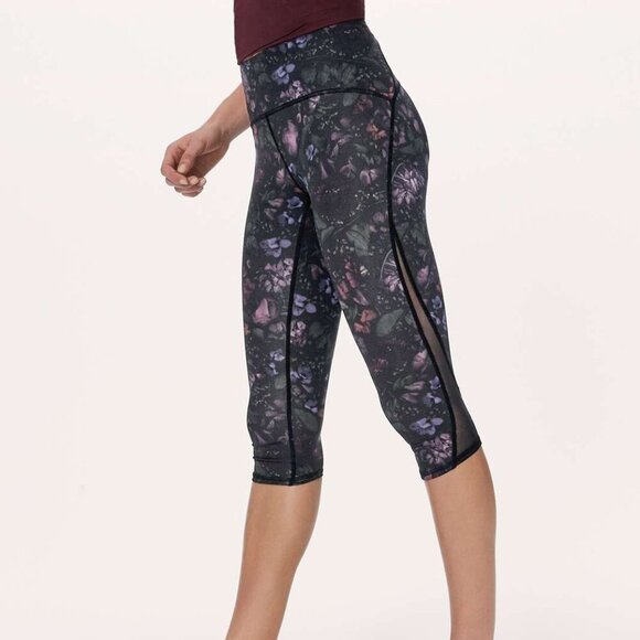Lululemon Frozen Floral Train Times Crop Leggings - Picture 1 of 5